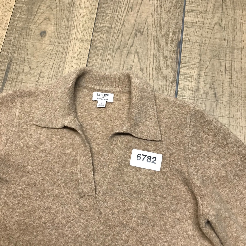 J.CREW Sweater Womens‎ Size M Brown Polo Collar V-Neck Knit Extra Soft Preppy - Picture 9 of 10